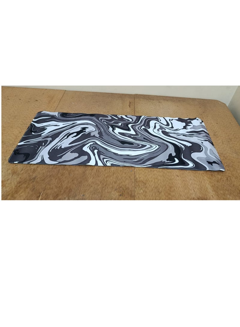 لوحة ماوس للألعاب بألوان مائية للوحة المفاتيح والماوس (80 × 30 سم) - لوحة ماوس مكتبية كبيرة الحجم - قاعدة مطاطية مضادة للانزلاق - حواف مخيطة - مقاومة للماء - إصدار سريع | أسود - Image 4